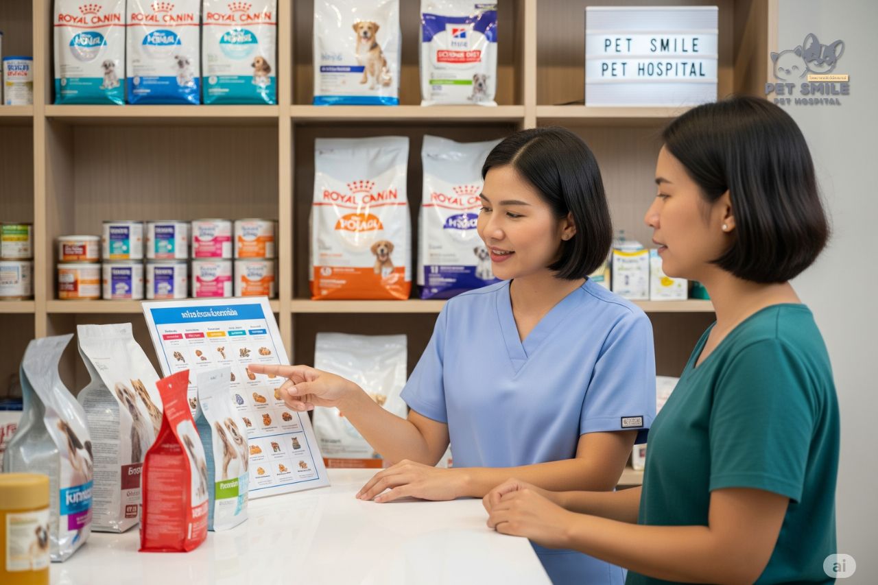 สัตวแพทย์โรงพยาบาลสัตว์เพ็ทสมายล์ ร้อยเอ็ด ให้คำแนะนำเรื่องอาหารสุนัข Royal Canin