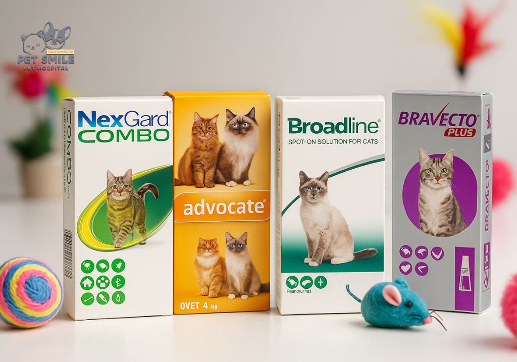 ผลิตภัณฑ์ป้องกันพยาธิหนอนหัวใจแมว Nexgard Combo, Advocate, Broadline, และ Bravecto Plus ในร้อยเอ็ด